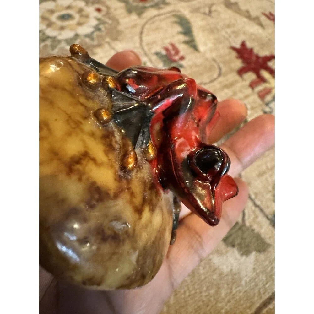 Orange Frog On Rock Hidden Bottle Beer Soda Opener Figurine Kitsch Tree Frog